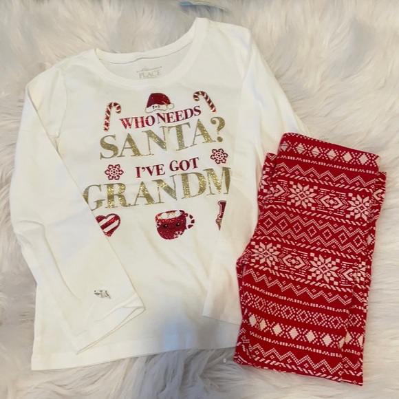 Long sleeve Christmas tee and coordinating fair isle old navy pants